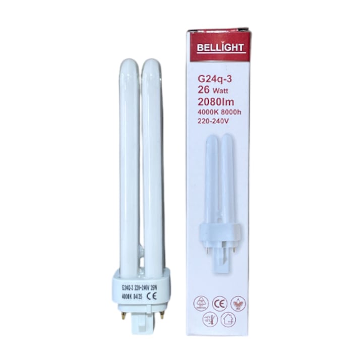 Bec compact CFL BELLIGHT G24q-3 26W 4000K 2080lm, semleges fehér