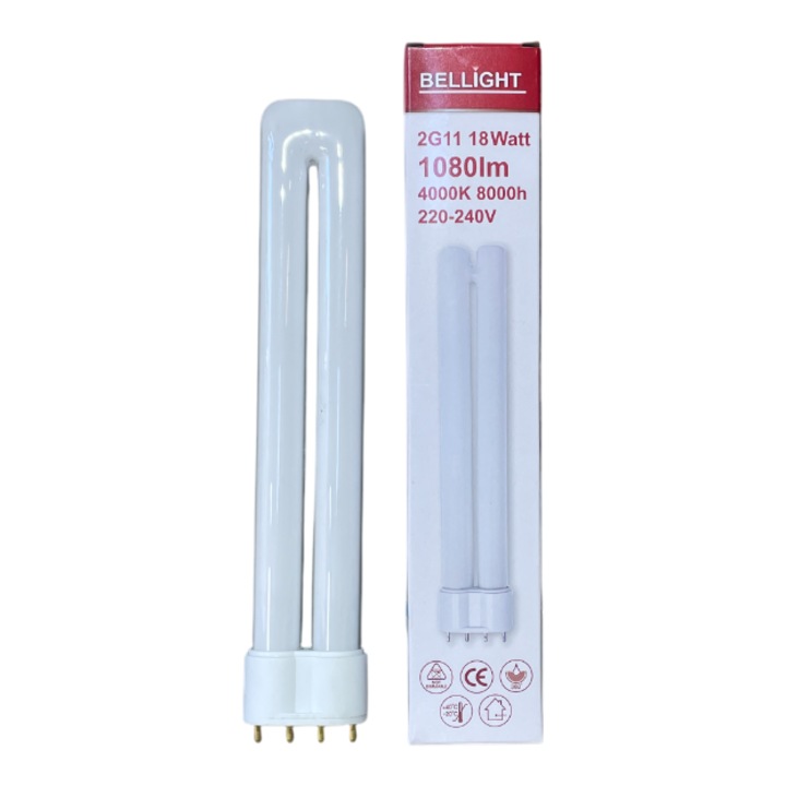 Bec compact CFL 2G11 Bellight 18W 4000K 1080lm, 4 pini