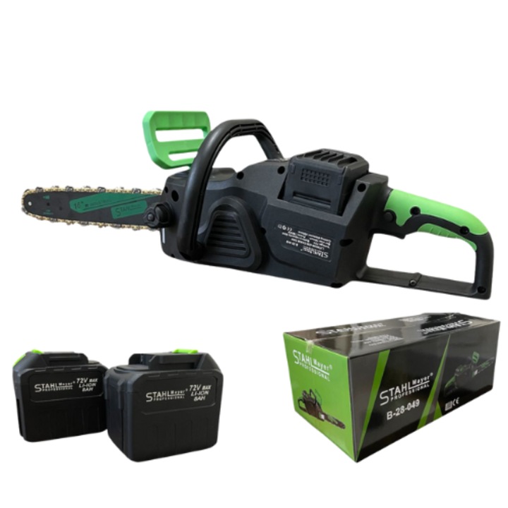 Акумулаторна Верижна Резачка STAHLMAYER 72V 8Ah – 16″ Шина, 2 Вериги, Дисплей и Активна Спирачка