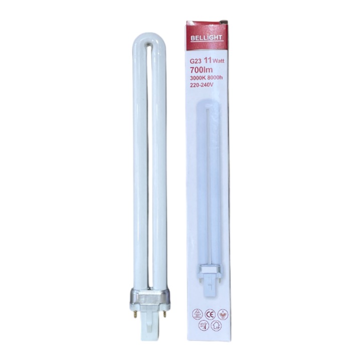 Bec compact CFL G23 11W 3000K, BELLIGHT, 2 pini, energie eficienta, iluminare calda