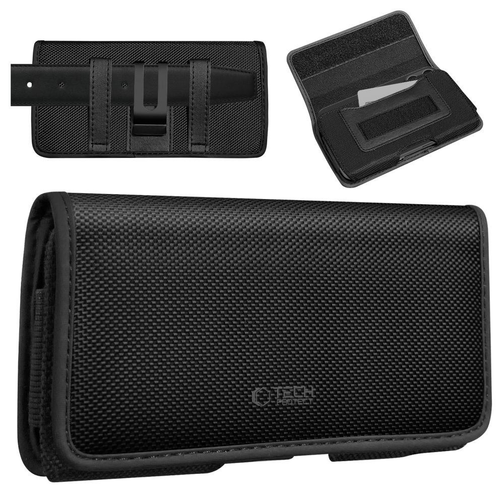 Husa universala pentru telefon Tech-Protect SM90, Nailon, 5.8–6.8 inch, Negru
