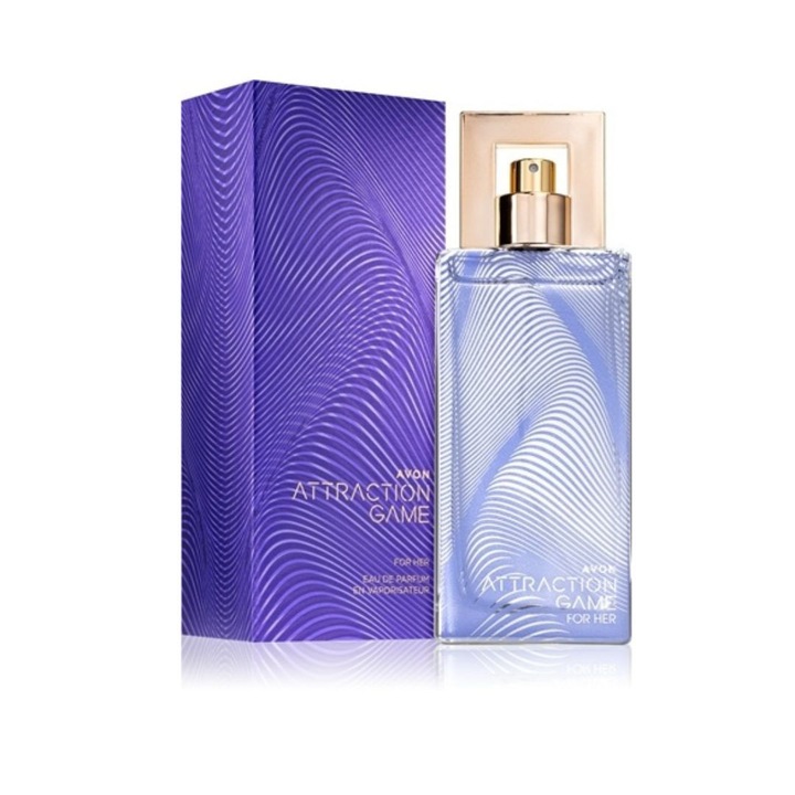 Avon Attraction Game női eau de parfum, 50 ml – keleties-gyümölcsös, fekete cseresznye, csokoládé és pézsma jegyekkel, intenzív és magával ragadó illat