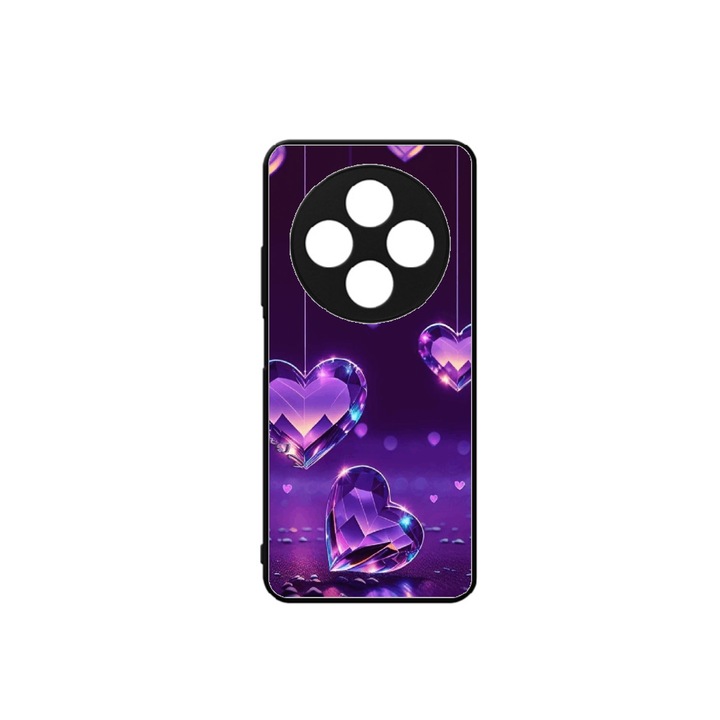TPU tok, kompatibilis Xiaomi Redmi 14c, Purple Hearts Design