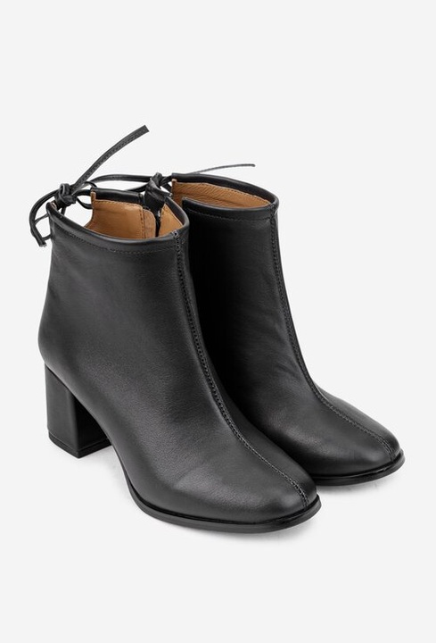 Botine elegante negre din piele, Negru