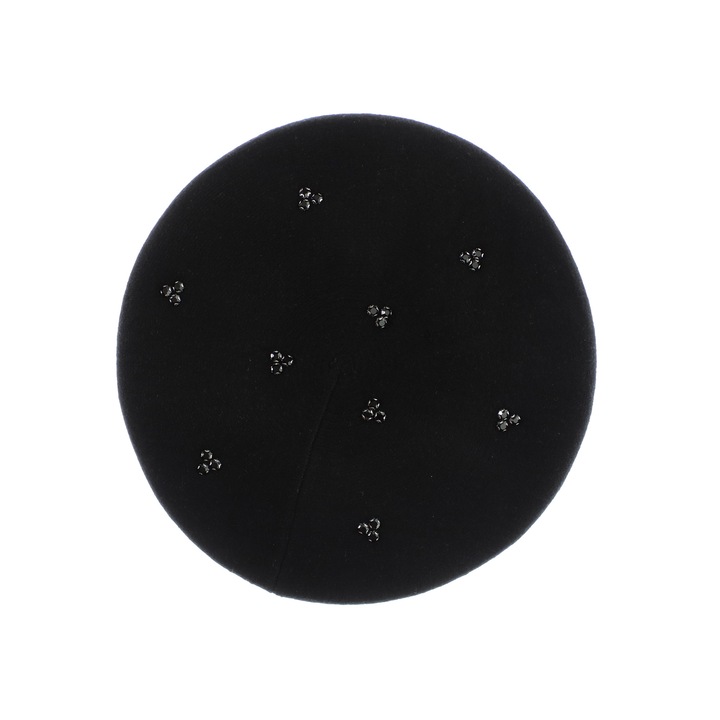 Bereta de dama, Buticcochet, din acril si vascoza, model cu strasuri, one size, Negru - BSC733