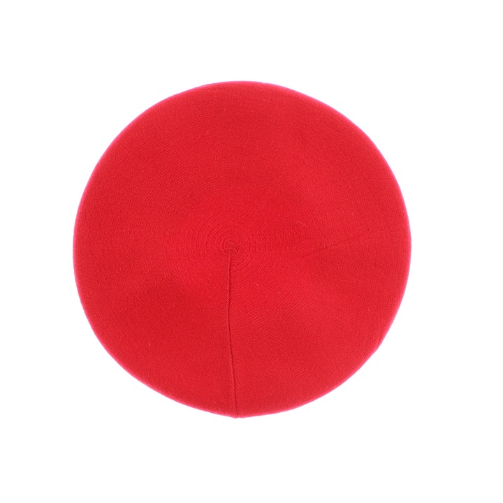 Bereta de dama, Buticcochet, din acril si vascoza, model uni, one size, Rosu - BSC760