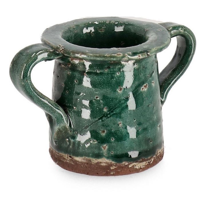 Vaza flori teracota verde maro Rune 15x9,5x9,5h