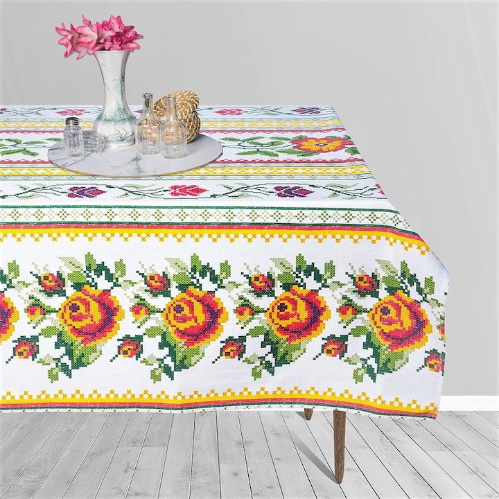 Fata de masa FIVE STORE, bumbac, traditional, galben, 150x150cm