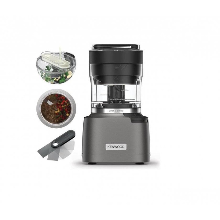 Mini tocator Kenwood CHP80.000SI, 2 în 1, 800W, capacitate 900ml, gri
