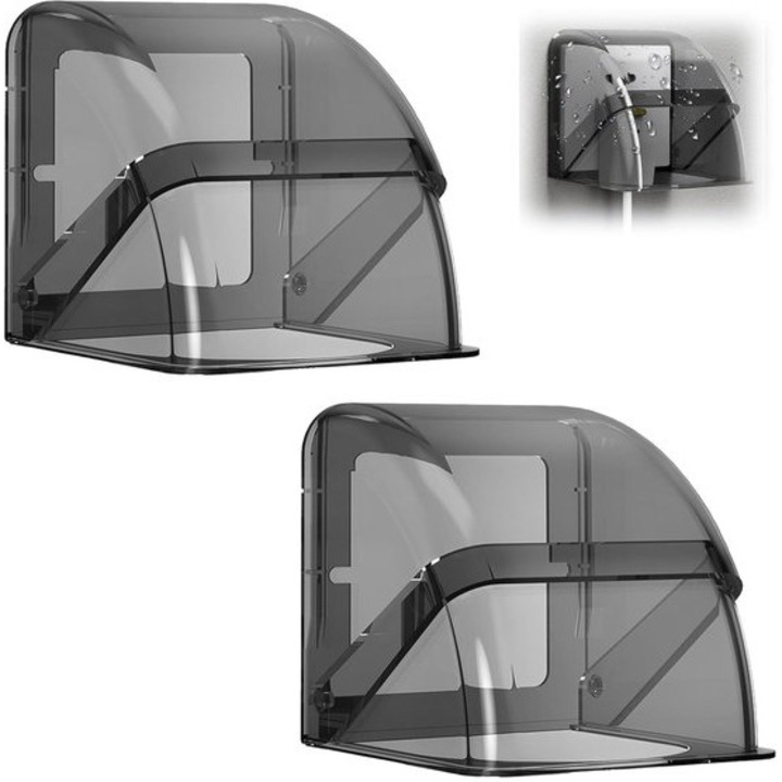Carcasa de protectie rezistenta la apa pentru priza si intrerupator K0443-emagCJ-28094, autocolanta, negru/transparent (fumuriu), set 2 buc., 100×100×93 mm