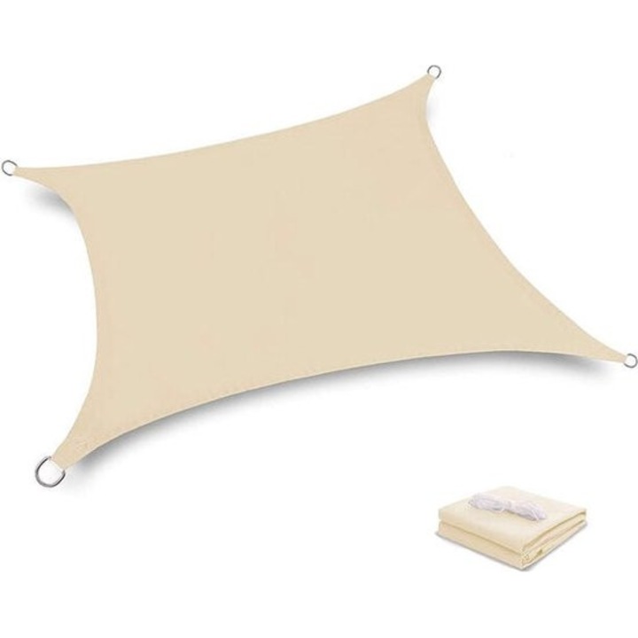 Panza de umbrire - Solar sail - 2x2 metri - Poliester - Alb crem