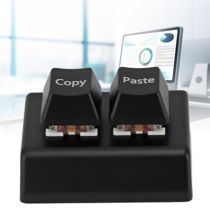 Tastatura mini cu 8 taste si buton, alb, design hot swappable, programare macro, pentru gaming