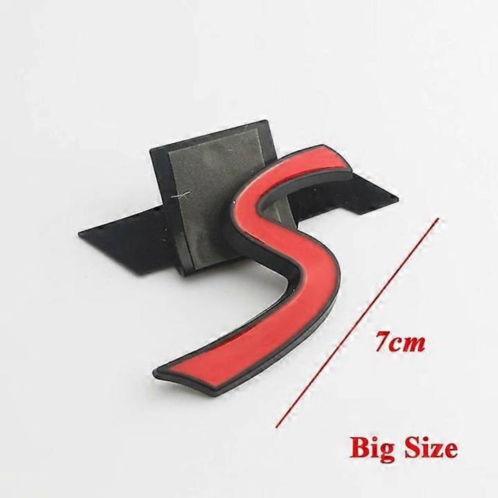 Set accesorii decor interior auto Mini Cooper S, emblema 3D ABS, culoare crom, dimensiune 18x3cm