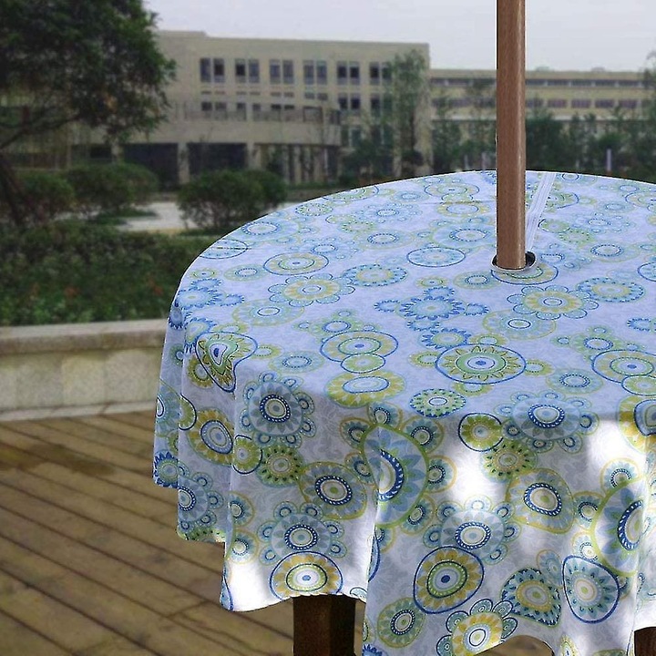 Fata de masa rotunda 60", impermeabila, cu fermoar si deschidere pentru umbrela, verde deschis