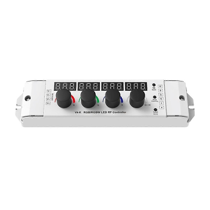 Dimmer LED RGB/RGBW cu 4 butoane, 12-24V, control RF, display digital, plastic