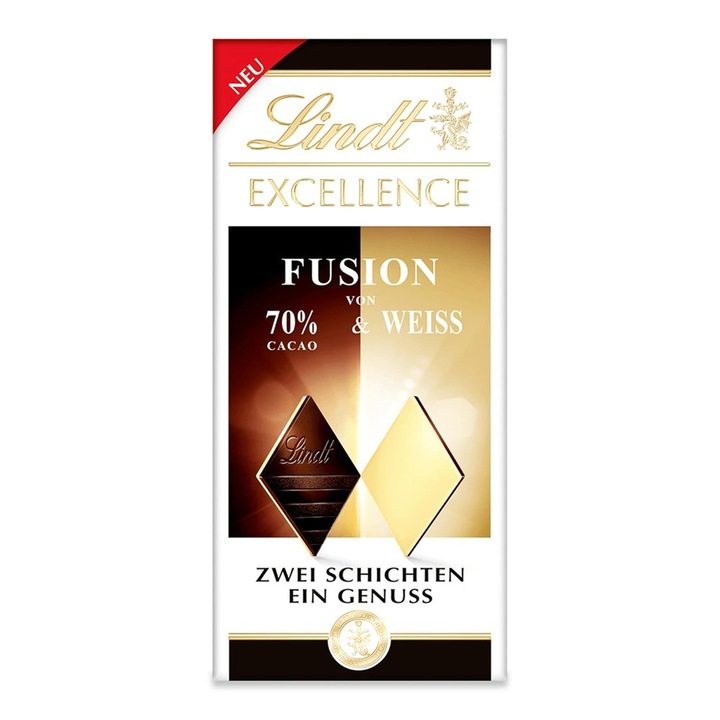 Ciocolata Fusion 70% si Ciocolata Alba Lindt Excellence 100 g