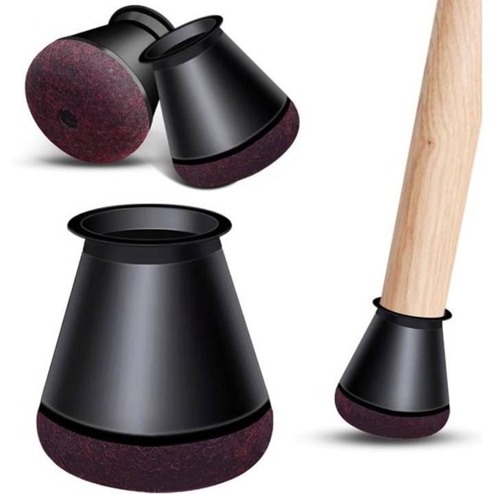 Set de 24 protectii din silicon negru pentru picioarele scaunelor, capace din cauciuc, fara zgarieturi