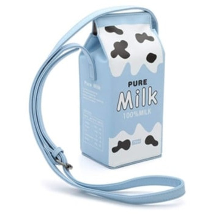 Női crossbody táska, banán- és epertejes doboz, világoskék