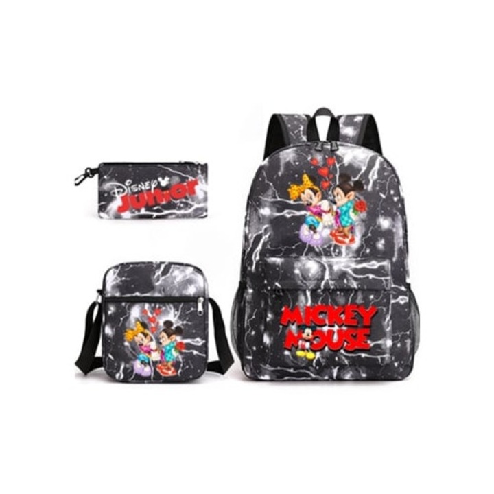 Ghiozdan student Mickey Mouse, set trei piese, multicolor