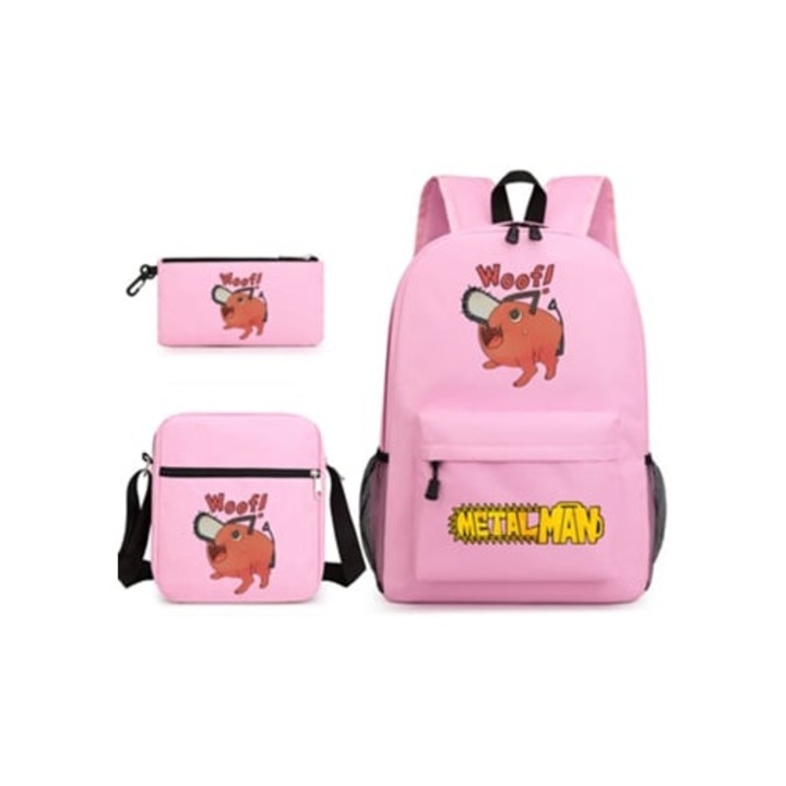 Ghiozdan scolar KOHREE Chainsaw Man, set trei piese, multicolor