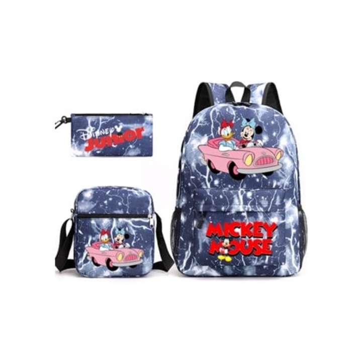 Ghiozdan pentru studenti Mickey Mouse, set de trei piese, multicolor