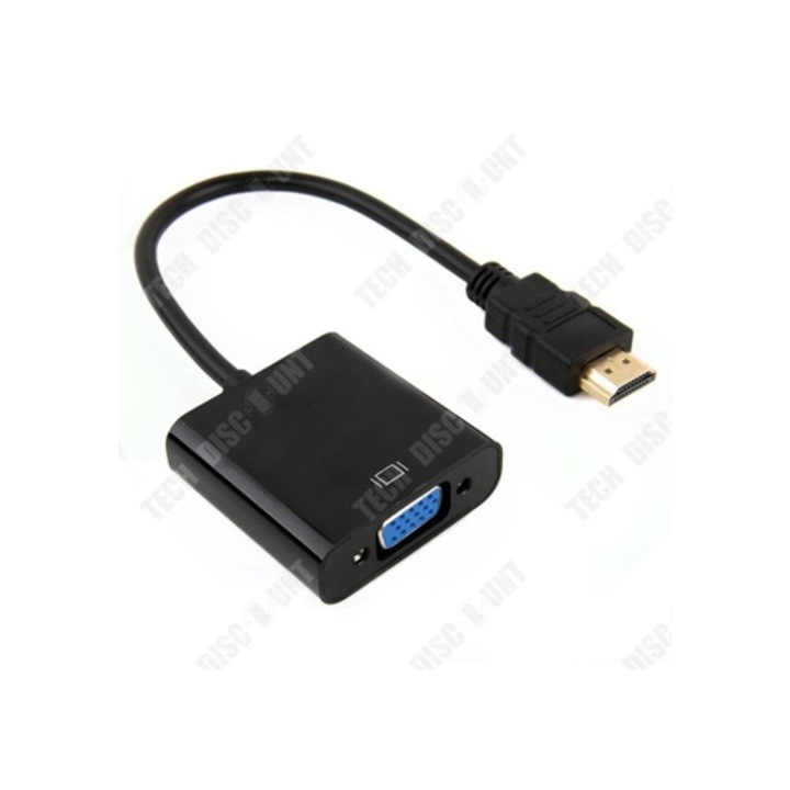 Adaptor HDMI la VGA 1080p, negru, cablu pentru desktopuri