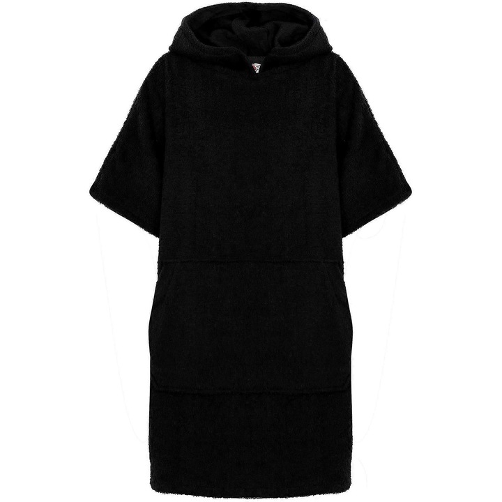 Halat de baie cu gluga pentru copii, 100% bumbac, 10-13 ani, negru, set prosoape