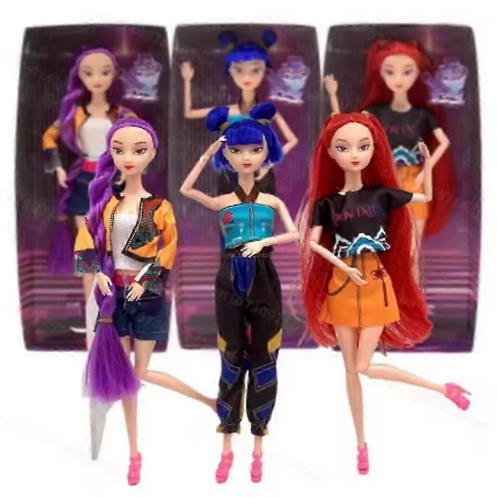 Set papusi de colectie K-POP Demon Hunter Girl, Lumie, Mira, Zoe, 11 inch, multicolor