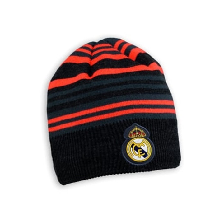 Caciula junior REAL MADRID, neagra cu dungi rosii