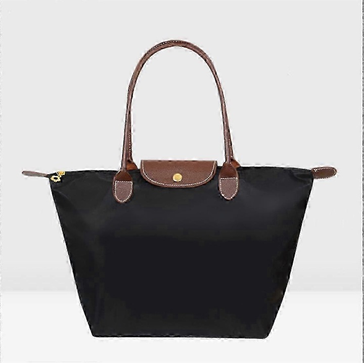 Geanta de umar dama, neagra, din nylon Oxford, impermeabila, pliabila, 44x30x18cm