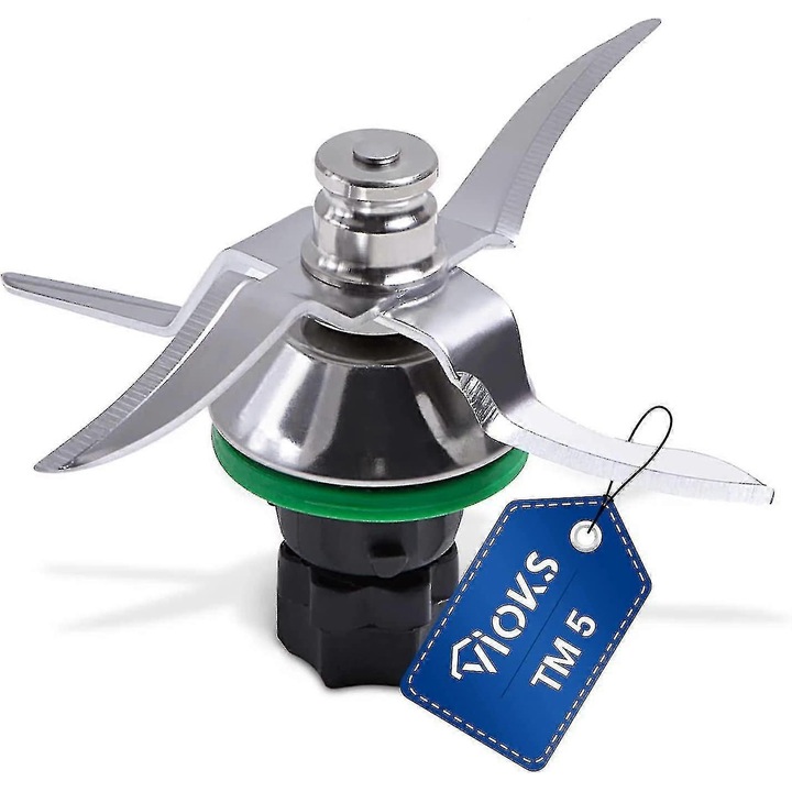 Set de cutite de inlocuire pentru Vorwerk Thermomix TM5, 4 lame, inox, negru