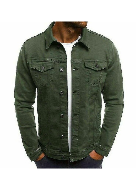 Geaca pentru barbati, denim, croiala scurta, verde