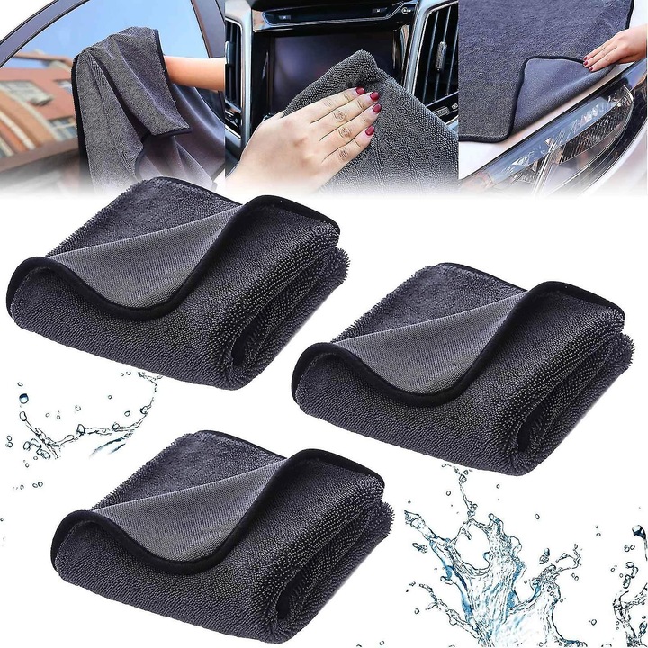 Set prosoape din microfibra, 3 bucati, 30x40cm, 40x40cm, 40x60cm, 60x90cm, multicolor