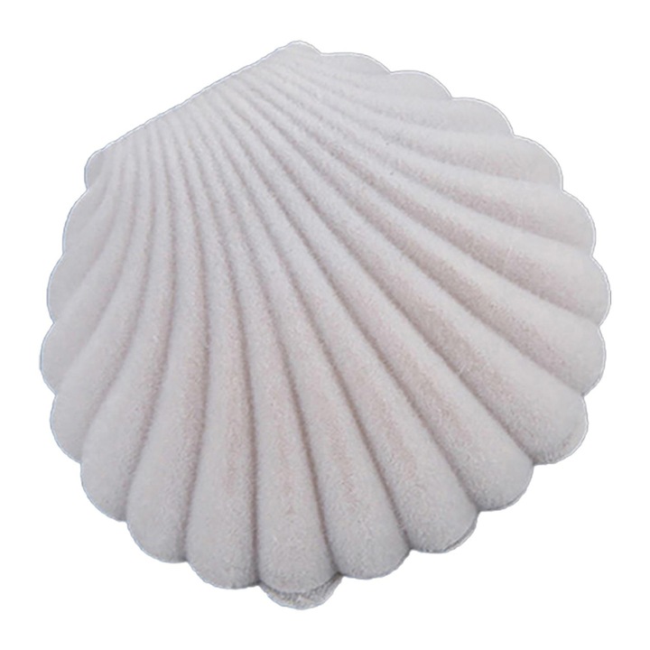 Cutie bijuterii, forma de scoica, mini, portabila, gri, 6.5x5.5x3cm