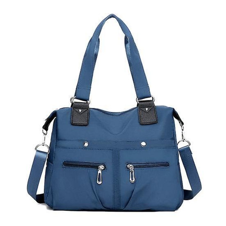 Geanta de dama, albastru regal, nylon, capacitate mare, 36x30x13cm