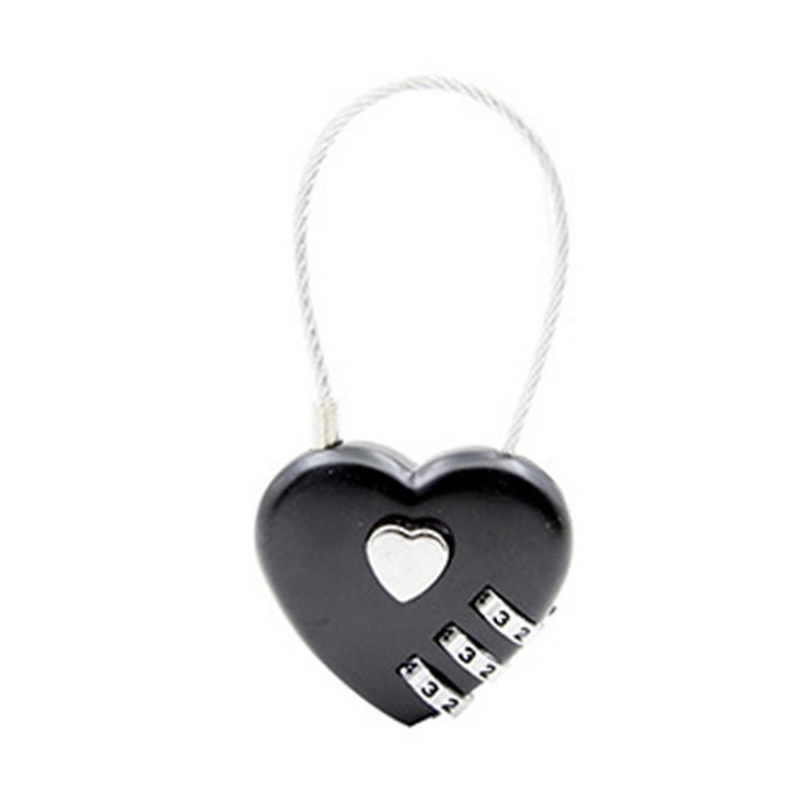 Катинар с шифър, цинкова сплав, 7.8x4x1.7см, с възможност за нулиране, черен