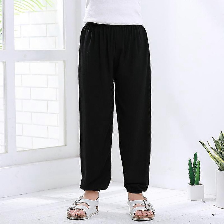 Széles szárú nadrág gyerekeknek, pamut, alkalmi, fekete