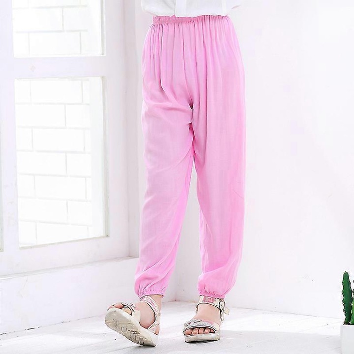 Széles szárú nadrág gyerekeknek, pamut, alkalmi, rózsaszín