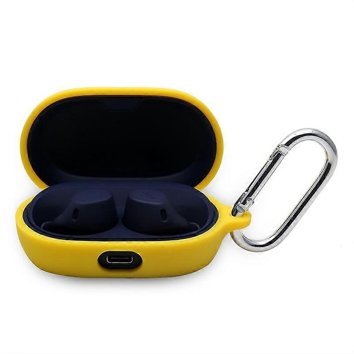 Husa de protectie pentru Jabra Elite 7 Active/7 Pro, silicon moale, albastra, 82x42x30mm, set inclusiv carabina