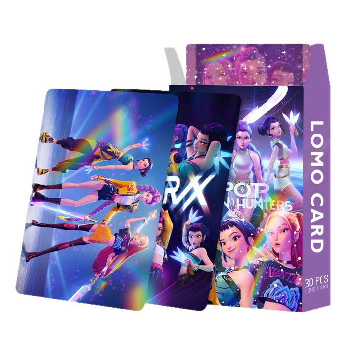 Set 2 cutii de carti laser K-Pop Demon Hunters, colectie si decor