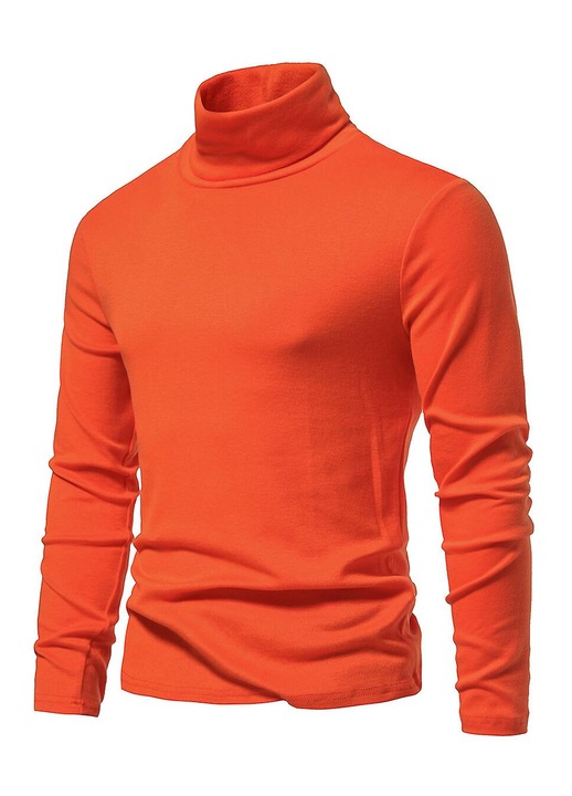 Férfi pulóver, magas gallér, vékony, poliészter, Narancssárga