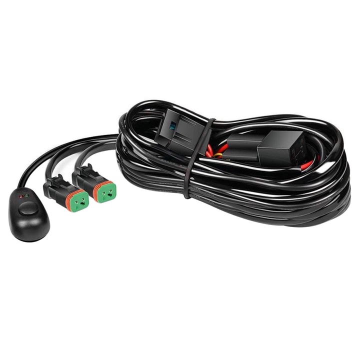 Kit cablaj bara de lumini LED - bara de lumini LED cu comutator de 12V, releu de alimentare, siguranta lama, potrivita pentru lumini off-road, lumini de lucru LED cu doua fire