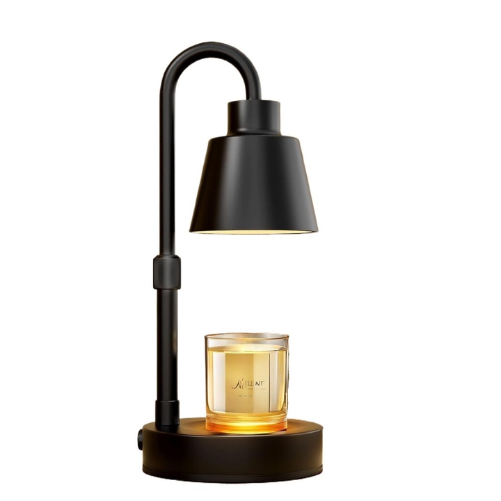 Lampa incalzitoare lumanari, negru, reglabila, cu timer, 2 becuri incluse