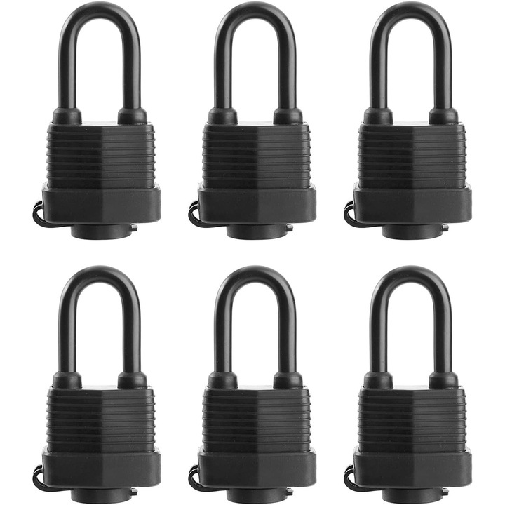 Set de 6 lacate din otel laminat, rezistente la apa, 4.5cm latime, cu 12 chei, pentru utilizare in exterior