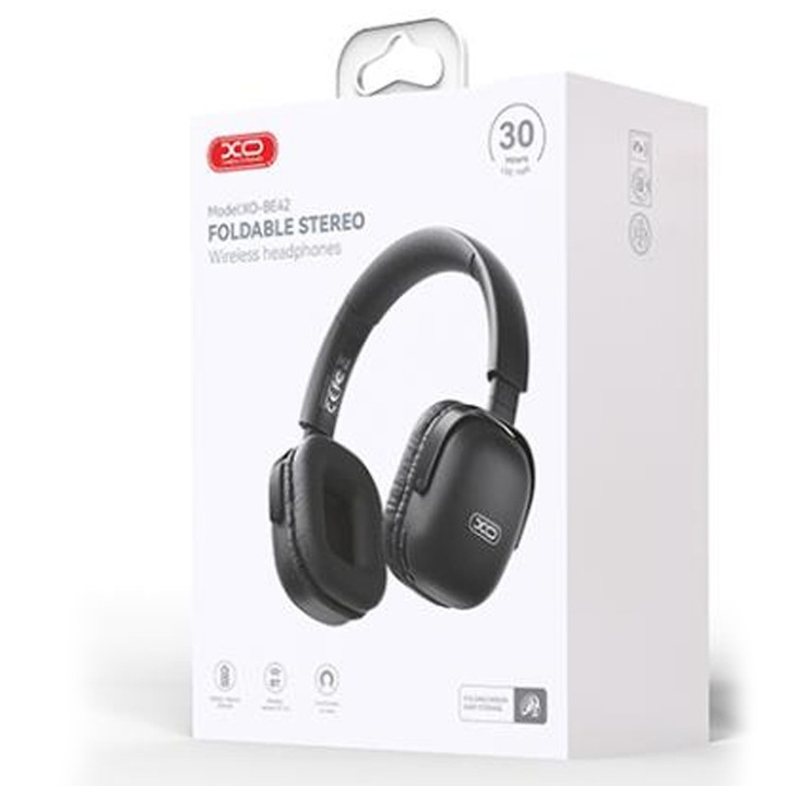 Casti Wireless XO (BE42), On Ear, BT 5.3, 300mAh, Black