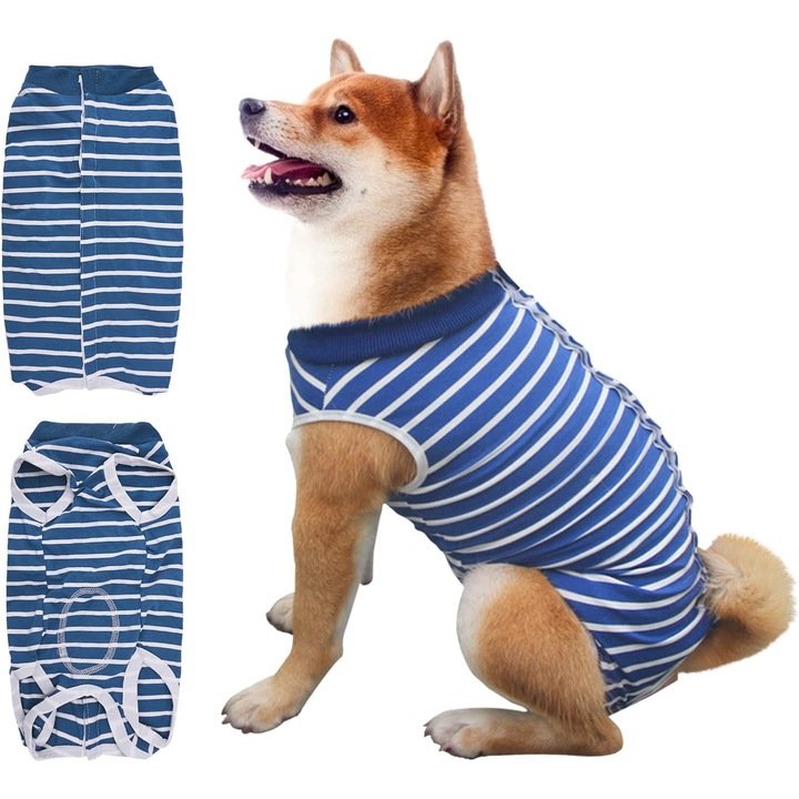 Costum de recuperare pentru caini, protectie post-operatorie, alternativa la colierul conic, marime M, pentru caini si pisici.