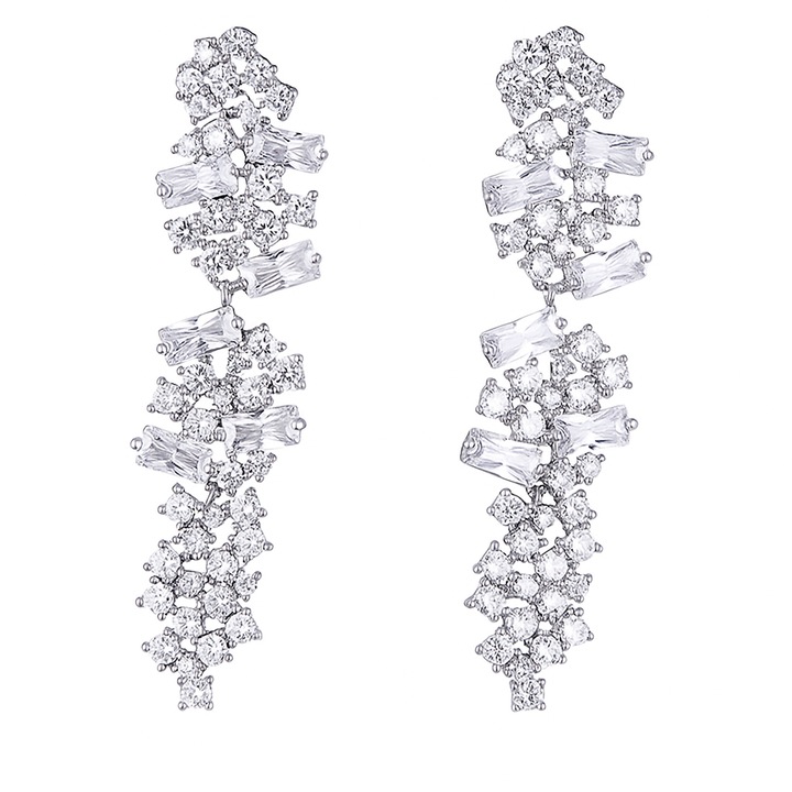 Cercei lungi mireasa cu Swarovski Elements