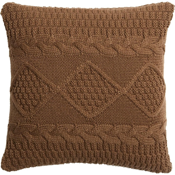 Fata de perna, model retro tricotat, culoare cafea, 45x45cm, set 1 bucata