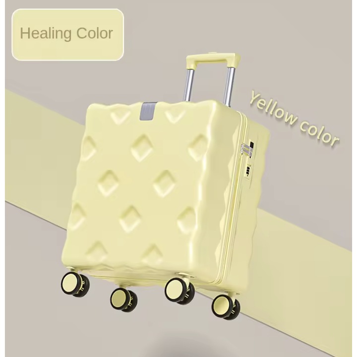 Детски куфар от ABS с геометричен дизайн, 4 двойни въртящи се на 360° колела, телескопична дръжка, 39x20x45 см