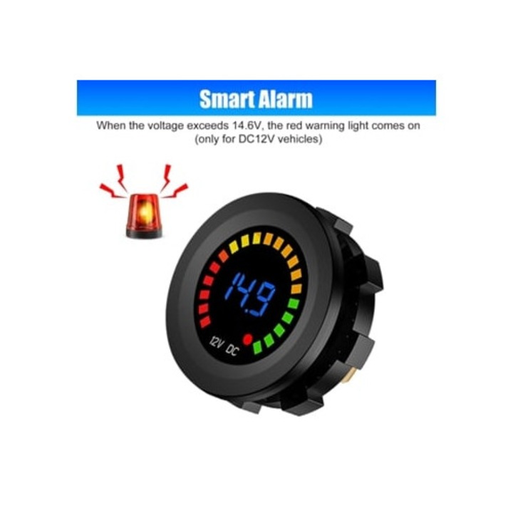 Indicator de tensiune 12V, digital, impermeabil, pentru barca, masina, motocicleta